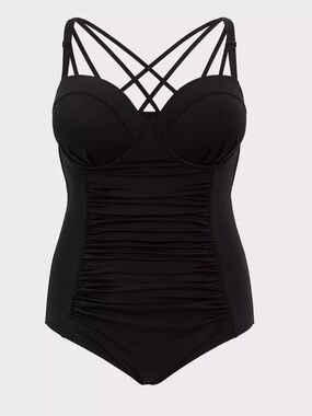 Torrid Slim Fix Strappy Back One Piece‎ Black Swimsuit Women’s Size 2 D/DD